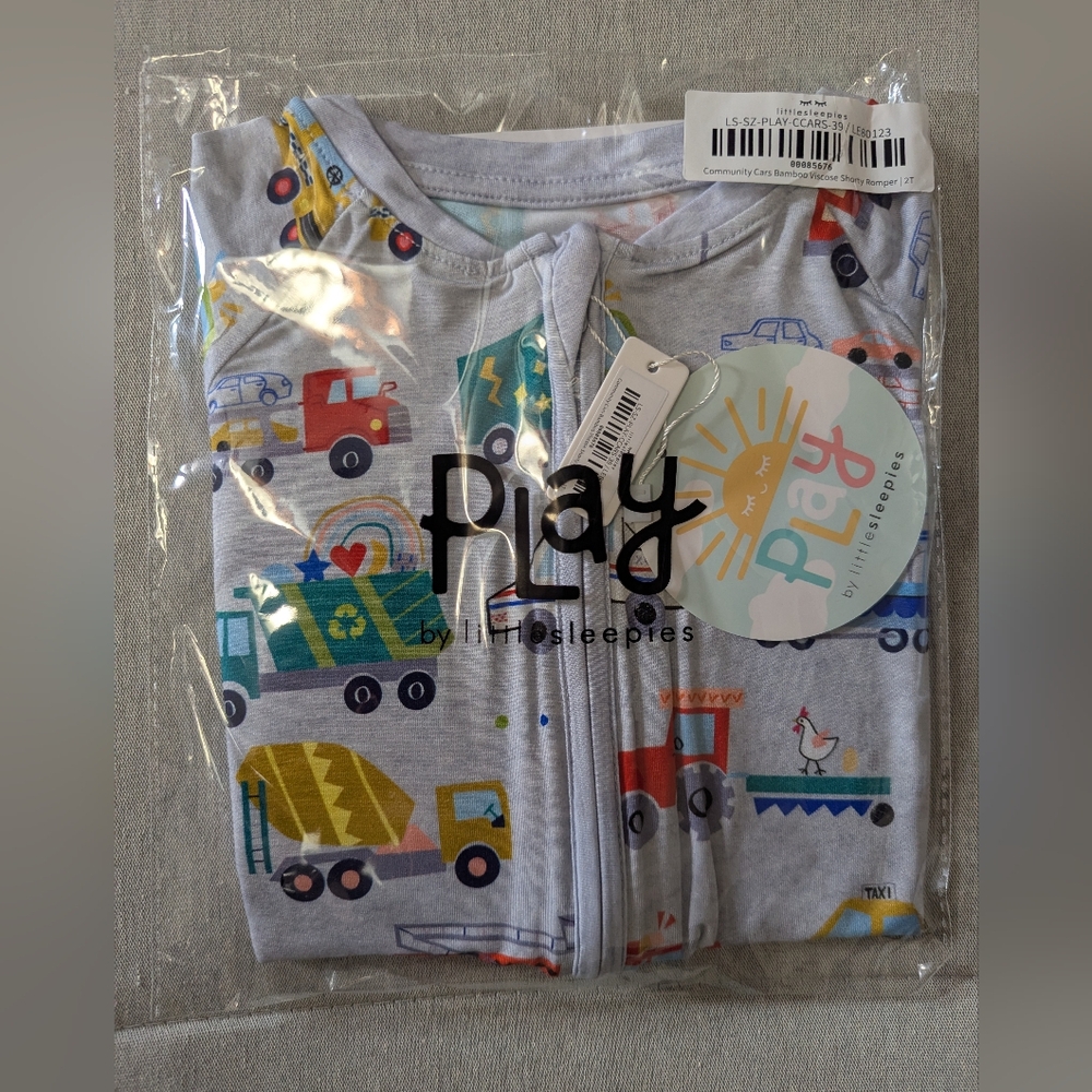 NIB Little Sleepies Community Cars Shorty Romper Size 2T